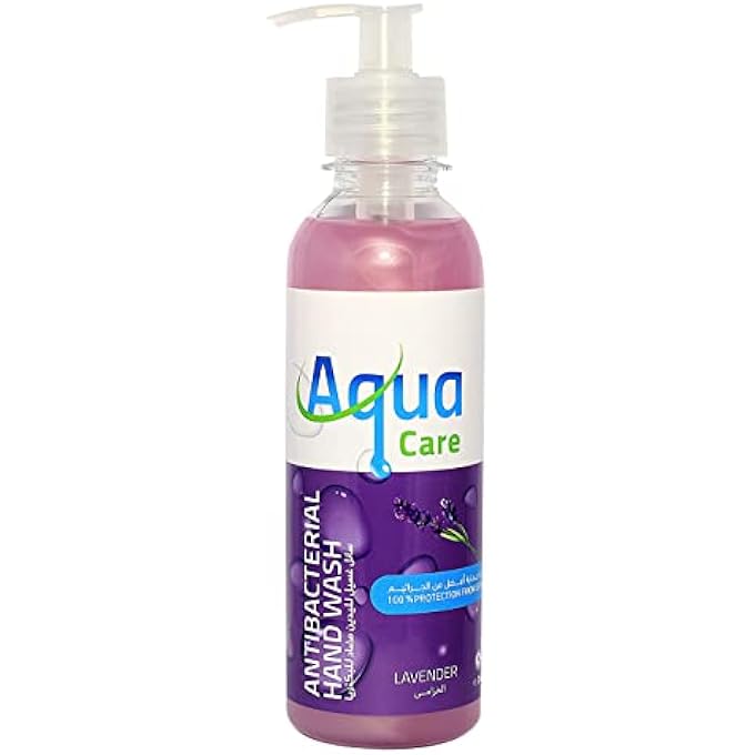 Aqua Care ANTIBACTERIAL LIQUID HAND WASH LAVENDER EXTRACT, EFFECTIVE GERM PROTECT SKIN HAND SOAP, MOISTURIZING & SOOTHING CLEAN WITH FRESH LAVENDER SCENT, ESSENTIAL OILS & PARABEN FREE, 475ML - Image 1